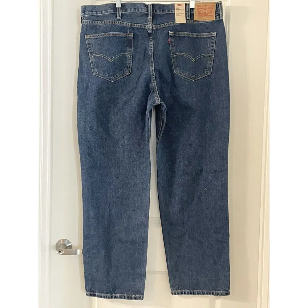 NWT LEVI'S 550 Jeans Relaxed Fit 100%‎ Cotton Dark Wash Denim Mens  sz.42Wx32L